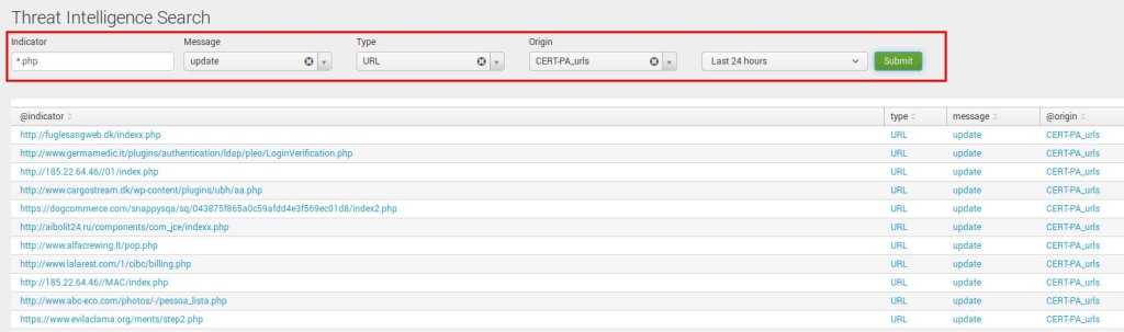 Searching for Cert-PA URL that containg PHP