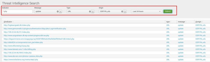 Searching for Cert-PA URL that containg PHP