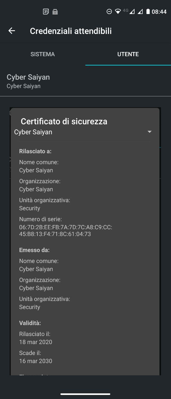 Imported CA certificate