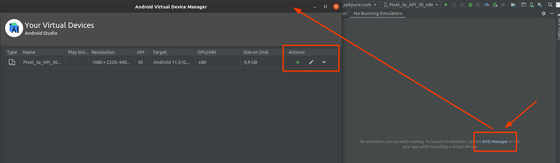 Android Studio - launch AVD